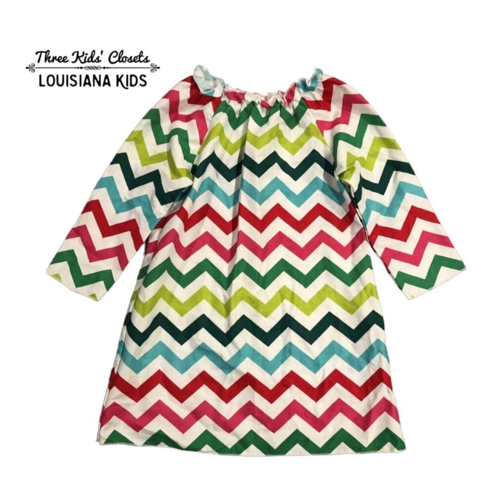 Lolly Wolly Doodle Sz 2 Christmas Holiday Chevron Print Dress